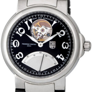 Frederique Constant Highlife Heart Beat Retrograde Automatic Stainless Steel Black Dial Black Leather Strap Mens Watch FC-680ABS3H6
