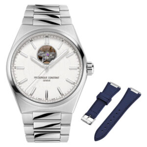Frederique Constant Highlife Heartbeat Automatic Stainless Steel Silver Dial Interchangeable Blue Rubber Strap Mens Watch FC-310S4NH6B