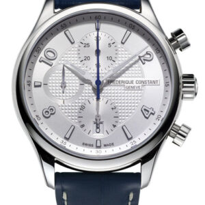 Frederique Constant Runabout RHS Chronograph Automatic Stainless Steel Blue Leather band Silver Dial Mens Watch FC-392RMS5B6
