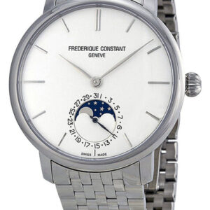 Frederique Constant Slimline Moonphase Automatic Stainless Steel Silver Dial Date Mens Watch FC-705S4S6B