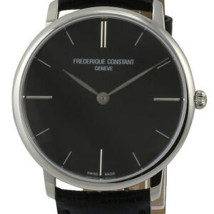 Frederique Constant Slimline Stainless Steel Mens Strap Watch Black Dial FC-200G5S36