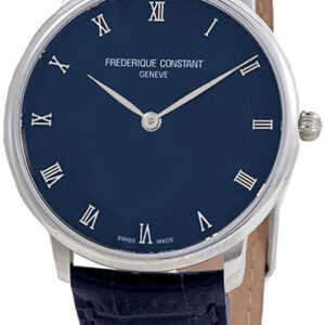 Frederique Constant Slimline Stainless Steel Mens Strap Watch Navy Dial FC-200RN5S36