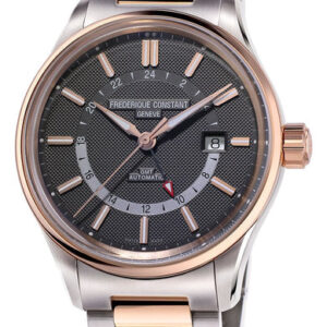 Frederique Constant Yacht Timer GMT Automatic Two Tone Stainless Steel Gray Dial Mens Watch FC-350GT4H2B