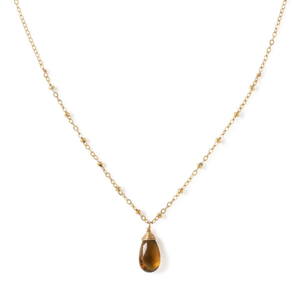 Gemstone Beaded Pendant - Beer Quartz