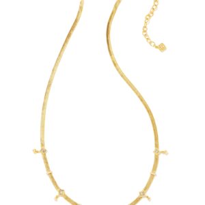 Gracie Silver Chain Necklace in White Crystal