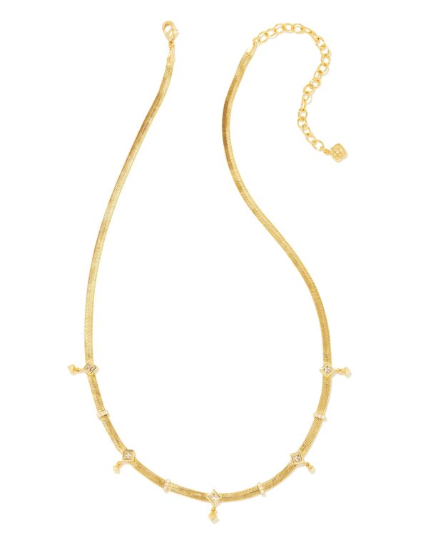 Gracie Silver Chain Necklace in White Crystal
