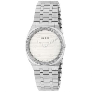 Gucci 25H Diamond Bezel and Stainless Steel Bracelet Watch | 30mm | YA163503