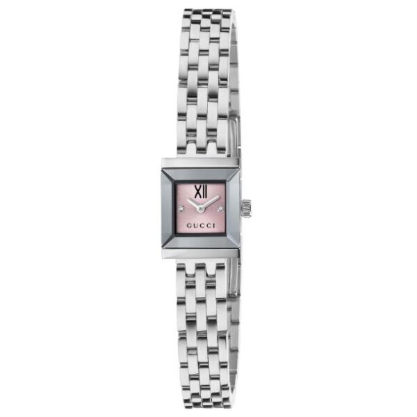 Gucci G-Frame Pink Dial Stainless Steel Bracelet Watch 14 x 18mm - YA128539
