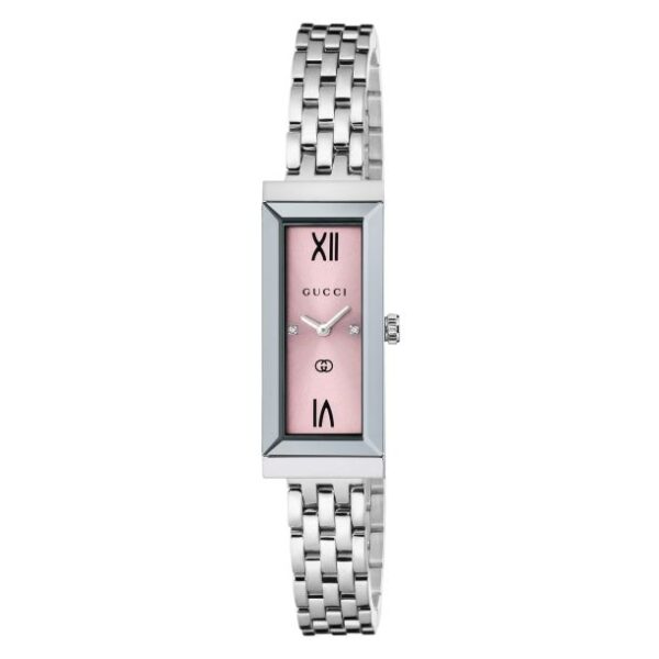 Gucci G-Frame Pink Diamond Dial Stainless Steel Watch 14mmx34mm - YA127516