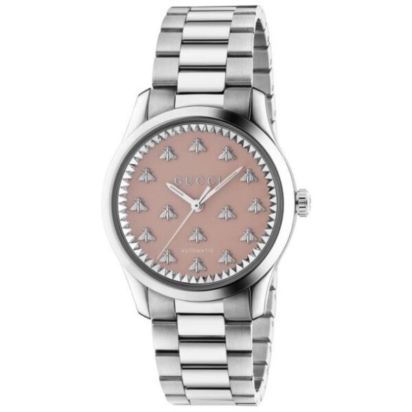 Gucci G-Timeless Pink Dial with Bee Motif Automatic Stainless Steel 38mm Watch | YA1264188