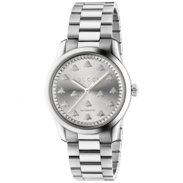 Gucci G-Timeless Silver-Tone Dial with Bee Motif Automatic Stainless Steel 38mm Watch | YA1264190