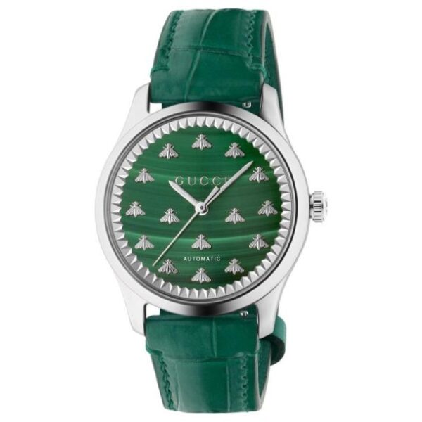 Gucci G-Timeless with Bee Motif Green Malachite Stone Dial Green Leather Strap Watch | 38mm | YA1264213
