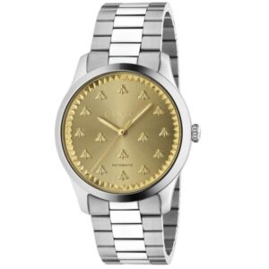 Gucci G-Timeless with Bee Motif Yellow Sun Brushed Dial Stainless Steel Watch | 42mm | YA126378