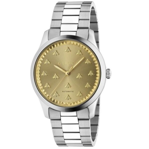 Gucci G-Timeless with Bee Motif Yellow Sun Brushed Dial Stainless Steel Watch | 42mm | YA126378