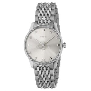 Gucci G-Timeless with Bee Slim Silver Dial Stainless Steel Watch, 36mm YA1264153