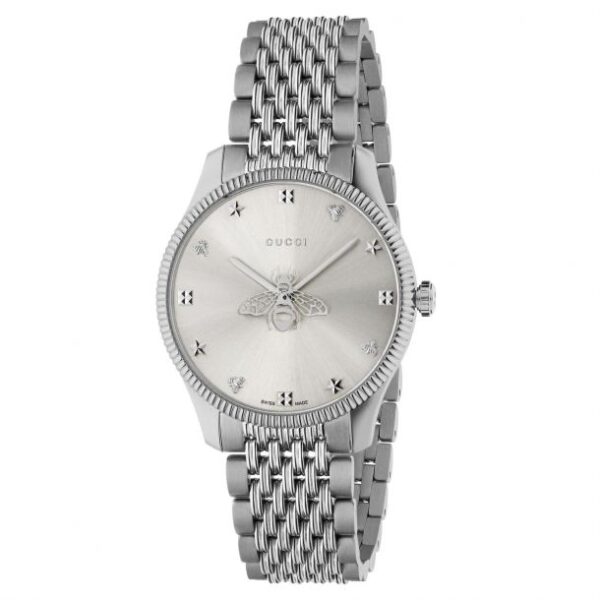Gucci G-Timeless with Bee Slim Silver Dial Stainless Steel Watch, 36mm YA1264153