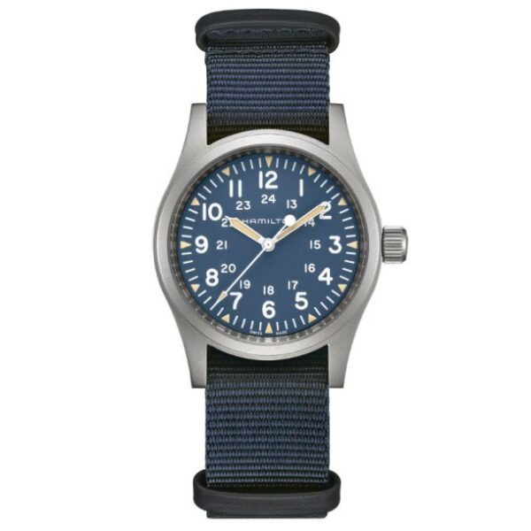 Hamilton Khaki Field Mechanical Cool Blue Dial NATO Strap Watch 38mm - H69439940