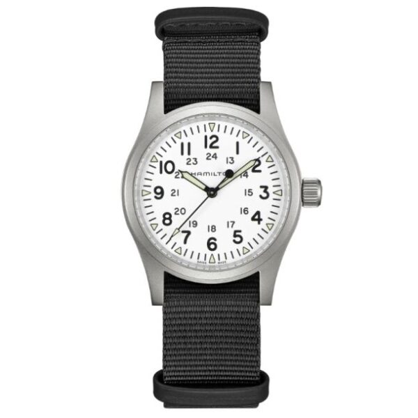 Hamilton Khaki Field Mechanical White Dial Black NATO Strap Watch 38mm - H69439910