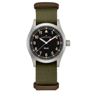 Hamilton Khaki Field Quartz Black Dial Green NATO Strap Watch 38mm - H69401930
