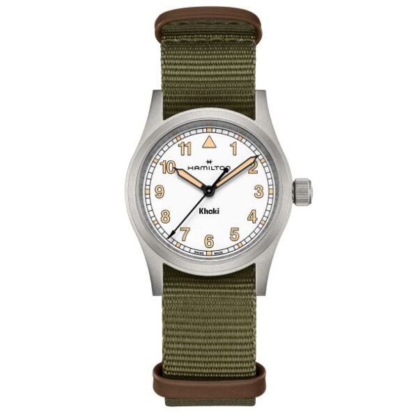Hamilton Khaki Field Quartz White Dial Green NATO Strap Watch 33mm - H69301910