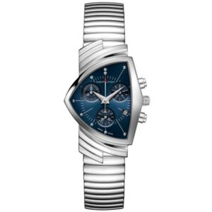 Hamilton Ventura Chrono Quartz Blue Dial Stainless Steel Bracelet Watch 32.3x50.3mm - H24432141