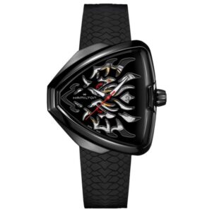 Hamilton Ventura Elvis80 Skeleton Dragon Black PVD Automatic Black Rubber Strap Watch - H24535332