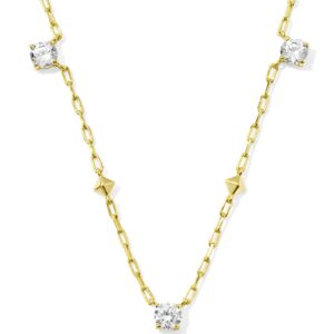 Jada Gold Strand Necklace in White Crystal
