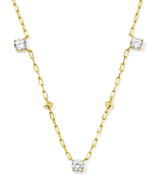 Jada Gold Strand Necklace in White Crystal
