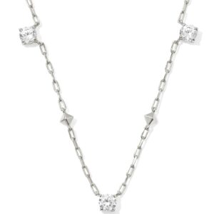 Jada Silver Strand Necklace in White Crystal