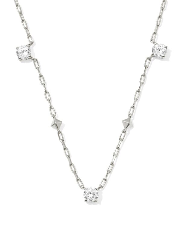 Jada Silver Strand Necklace in White Crystal