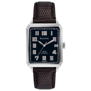 Joseph Bulova Breton Black Dial Brown Leather Strap Watch 32mm - 96B332