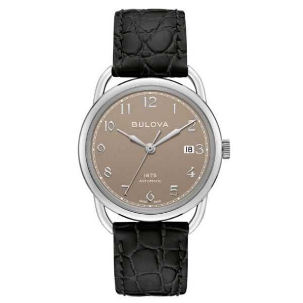 Joseph Bulova Commodore Limited Edition Brown Dial Black Leather Strap Watch 38.5mm - 96B324