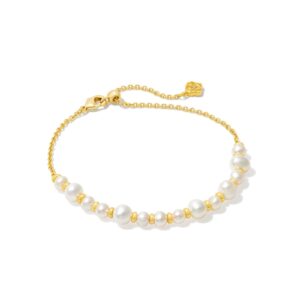 Jovie Gold Beaded Delicate Chain Bracelet in Freshwater Cultured Pearl