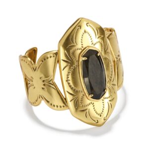 Keziah Vintage Gold Cuff Bracelet in Golden Obsidian