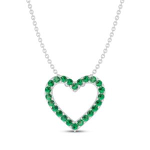 Lab-Created Emerald Heart Necklace Sterling Silver 18"