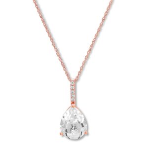 Lab-Created White Sapphire Necklace 10K Rose Gold
