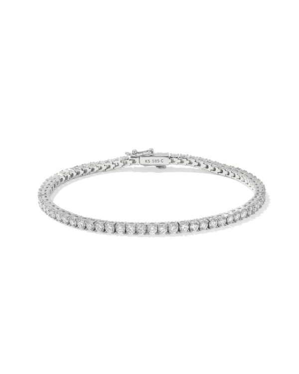 Lab Grown White Diamond Tennis Bracelet in 14k White Gold