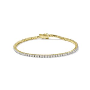 Lab Grown White Diamond Tennis Bracelet in 14k Yellow Gold