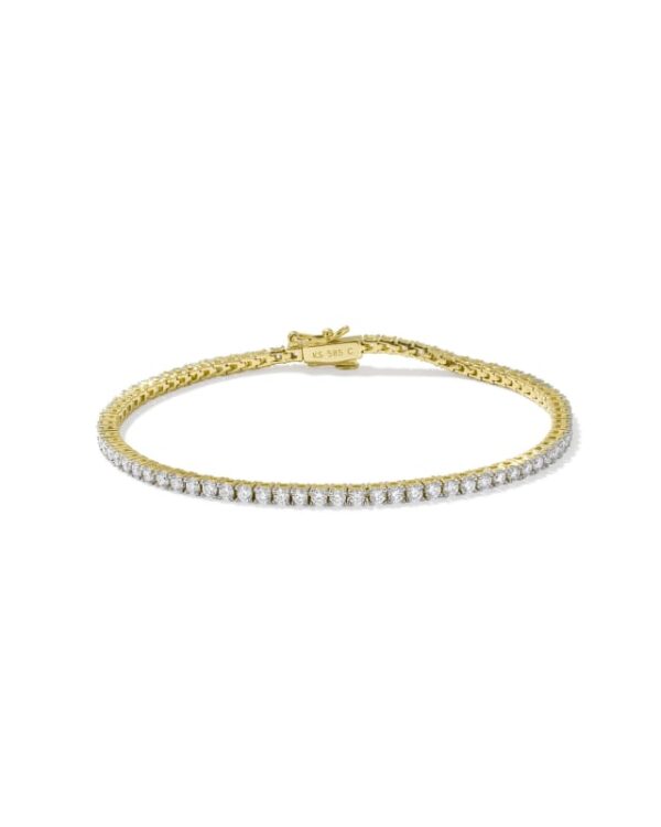 Lab Grown White Diamond Tennis Bracelet in 14k Yellow Gold