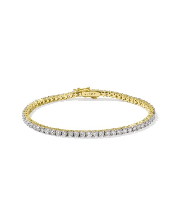 Lab Grown White Diamond Tennis Bracelet in 14k Yellow Gold