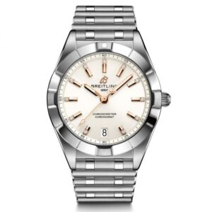 Ladies' Breitling Chronomat 32 White and Diamond Dial Stainless Steel Watch A77310101A3A1