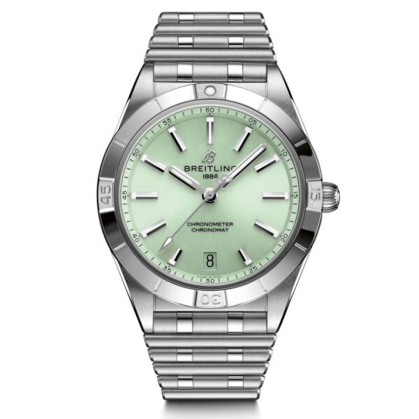Ladies' Breitling Chronomat Automatic 36 Green Dial Stainless Steel Watch A10380101L1A1