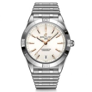 Ladies' Breitling Chronomat Automatic 36 White and Diamond Dial Stainless Steel Watch A10380101A2A1