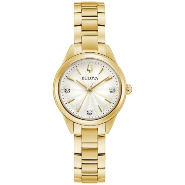 Ladies' Bulova Classic Sutton Diamond-Accent Gold-Tone Bracelet Watch | 28mm | 97P150
