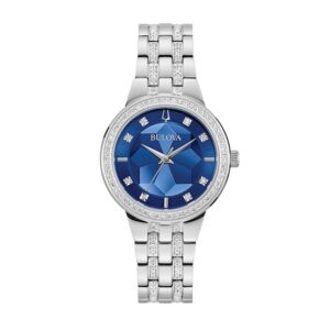 Ladies' Bulova Crystal Accent Watch with Blue Dial (Model: 96L276)