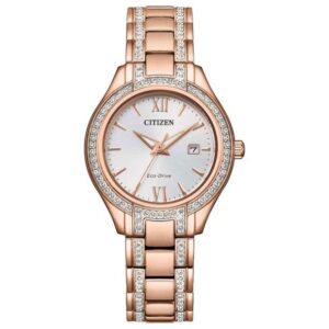Ladies' Citizen Eco-Drive Silhouette Crystal Rose Gold-Tone Bracelet Watch | 30mm | FE1233-52A