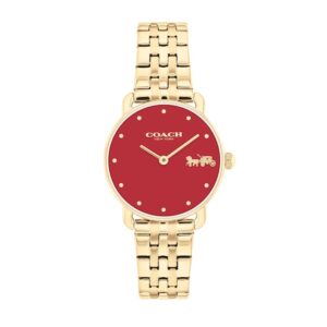 Ladies’ Coach Elliot Gold-Tone IP Watch with Red Dial (Model: 14504445)