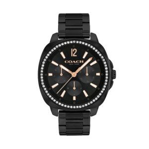Ladies’ Coach Kitt Crystal Accent Black IP Chronograph Watch with Black Dial (Model: 14504396)