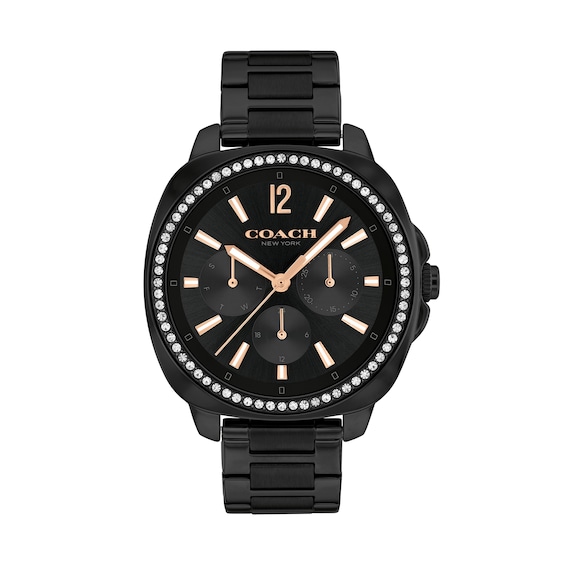 Ladies’ Coach Kitt Crystal Accent Black IP Chronograph Watch with Black Dial (Model: 14504396) Ladies’ Coach Kitt Crystal Accent Black IP Chronograph Watch with Black Dial (Model: 14504396)