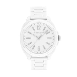 Ladies’ Coach Kitt Crystal Accent White Ceramic Watch with White Dial (Model: 14504407)